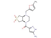 3-{[(4aS*,7aR*)-4-[(5-methyl-2-furyl)methyl]-6,6-dioxidohexahydrothieno[3,4-b]pyrazin-1(2H)-yl]carbonyl}-1H-pyrazol-5-amine