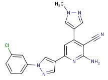 2-amino-6-[1-(3-chlorophenyl)-1H-pyrazol-4-yl]-4-(1-methyl-1H-pyrazol-4-yl)nicotinonitrile