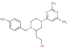 2-[4-(2-amino-6-methyl-4-pyrimidinyl)-1-(4-methylbenzyl)-2-piperazinyl]ethanol