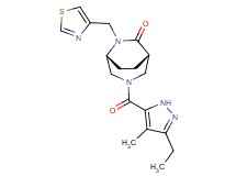 (1S*,5R*)-3-[(3-ethyl-4-methyl-1H-pyrazol-5-yl)carbonyl]-6-(1,3-thiazol-4-ylmethyl)-3,6-diazabicyclo[3.2.2]nonan-7-one