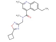 N-[(5-cyclobutyl-1,2,4-oxadiazol-3-yl)methyl]-6-ethyl-N,2-dimethyl-4-quinolinecarboxamide