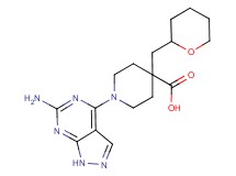 1-(6-amino-1H-pyrazolo[3,4-d]pyrimidin-4-yl)-4-(tetrahydro-2H-pyran-2-ylmethyl)piperidine-4-carboxylic acid