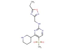 N-[(5-ethyl-1,2,4-oxadiazol-3-yl)methyl]-5-(methylsulfonyl)-4-(3-piperidinyl)-2-pyrimidinamine hydrochloride