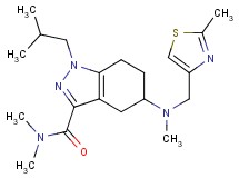 1-isobutyl-N,N-dimethyl-5-{methyl[(2-methyl-1,3-thiazol-4-yl)methyl]amino}-4,5,6,7-tetrahydro-1H-indazole-3-carboxamide