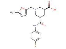 (3S*,5S*)-5-{[(4-fluorophenyl)amino]carbonyl}-1-[(5-methyl-2-furyl)methyl]-3-piperidinecarboxylic acid