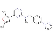 5-(2,5-dimethyl-3-furyl)-N-methyl-N-[4-(1H-pyrazol-1-yl)benzyl]-1,2,4-triazin-3-amine