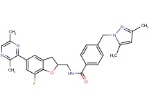 N-{[5-(3,6-dimethyl-2-pyrazinyl)-7-fluoro-2,3-dihydro-1-benzofuran-2-yl]methyl}-4-[(3,5-dimethyl-1H-pyrazol-1-yl)methyl]benzamide
