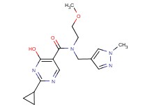 2-cyclopropyl-4-hydroxy-N-(2-methoxyethyl)-N-[(1-methyl-1H-pyrazol-4-yl)methyl]pyrimidine-5-carboxamide