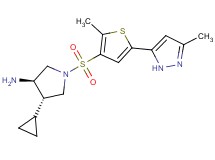 (3R*,4S*)-4-cyclopropyl-1-{[2-methyl-5-(3-methyl-1H-pyrazol-5-yl)-3-thienyl]sulfonyl}pyrrolidin-3-amine