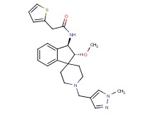 N-{(2R*,3R*)-2-methoxy-1'-[(1-methyl-1H-pyrazol-4-yl)methyl]-2,3-dihydrospiro[indene-1,4'-piperidin]-3-yl}-2-(2-thienyl)acetamide