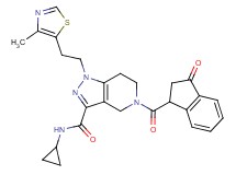 N-cyclopropyl-1-[2-(4-methyl-1,3-thiazol-5-yl)ethyl]-5-[(3-oxo-2,3-dihydro-1H-inden-1-yl)carbonyl]-4,5,6,7-tetrahydro-1H-pyrazolo[4,3-c]pyridine-3-carboxamide