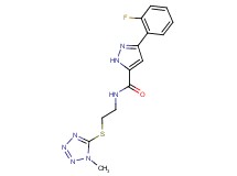 3-(2-fluorophenyl)-N-{2-[(1-methyl-1H-tetrazol-5-yl)thio]ethyl}-1H-pyrazole-5-carboxamide