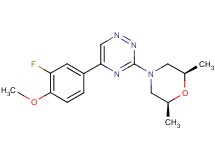 3-[(2R*,6S*)-2,6-dimethyl-4-morpholinyl]-5-(3-fluoro-4-methoxyphenyl)-1,2,4-triazine
