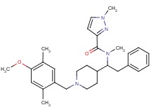 N-{1-[1-(4-methoxy-2,5-dimethylbenzyl)-4-piperidinyl]-2-phenylethyl}-N,1-dimethyl-1H-pyrazole-3-carboxamide