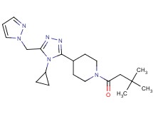 4-[4-cyclopropyl-5-(1H-pyrazol-1-ylmethyl)-4H-1,2,4-triazol-3-yl]-1-(3,3-dimethylbutanoyl)piperidine
