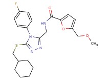 N-{[5-[(cyclohexylmethyl)thio]-4-(4-fluorophenyl)-4H-1,2,4-triazol-3-yl]methyl}-5-(methoxymethyl)-2-furamide