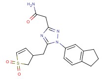 2-{1-(2,3-dihydro-1H-inden-5-yl)-5-[(1,1-dioxido-2,3-dihydro-3-thienyl)methyl]-1H-1,2,4-triazol-3-yl}acetamide