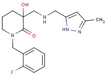 1-(2-fluorobenzyl)-3-hydroxy-3-({[(3-methyl-1H-pyrazol-5-yl)methyl]amino}methyl)-2-piperidinone