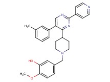 2-methoxy-5-({4-[5-(3-methylphenyl)-2-(4-pyridinyl)-4-pyrimidinyl]-1-piperidinyl}methyl)phenol