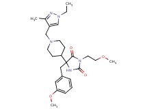 5-{1-[(1-ethyl-3-methyl-1H-pyrazol-4-yl)methyl]-4-piperidinyl}-5-(3-methoxybenzyl)-3-(2-methoxyethyl)-2,4-imidazolidinedione