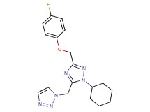 1-({1-cyclohexyl-3-[(4-fluorophenoxy)methyl]-1H-1,2,4-triazol-5-yl}methyl)-1H-1,2,3-triazole