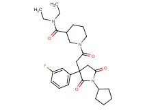 1-{[1-cyclopentyl-3-(3-fluorophenyl)-2,5-dioxo-3-pyrrolidinyl]acetyl}-N,N-diethyl-3-piperidinecarboxamide