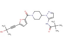 N-(1-{1-[5-(3-hydroxy-3-methyl-1-butyn-1-yl)-2-furoyl]-4-piperidinyl}-1H-pyrazol-5-yl)-2,2-dimethylpropanamide