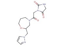 3-{2-oxo-2-[2-(1H-pyrazol-1-ylmethyl)-1,4-oxazepan-4-yl]ethyl}-2,4-imidazolidinedione