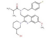 N-[2-(4-fluorophenyl)ethyl]-N-({2-[3-(hydroxymethyl)-1-piperidinyl]-7-methoxy-3-quinolinyl}methyl)-2-methylpropanamide