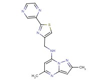 2,5-dimethyl-N-[(2-pyrazin-2-yl-1,3-thiazol-4-yl)methyl]pyrazolo[1,5-a]pyrimidin-7-amine