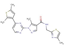 1-[4-(2,5-dimethyl-3-thienyl)-2-pyrimidinyl]-5-methyl-N-[(4-methyl-1,3-thiazol-2-yl)methyl]-1H-pyrazole-4-carboxamide