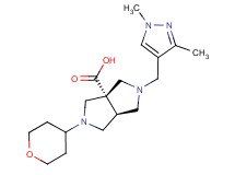 (3aS*,6aS*)-2-[(1,3-dimethyl-1H-pyrazol-4-yl)methyl]-5-(tetrahydro-2H-pyran-4-yl)hexahydropyrrolo[3,4-c]pyrrole-3a(1H)-carboxylic acid