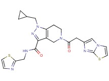 1-(cyclopropylmethyl)-5-(imidazo[2,1-b][1,3]thiazol-6-ylacetyl)-N-(1,3-thiazol-2-ylmethyl)-4,5,6,7-tetrahydro-1H-pyrazolo[4,3-c]pyridine-3-carboxamide