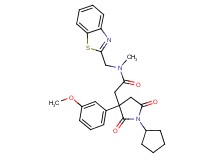 N-(1,3-benzothiazol-2-ylmethyl)-2-[1-cyclopentyl-3-(3-methoxyphenyl)-2,5-dioxo-3-pyrrolidinyl]-N-methylacetamide