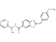 2-(4-methoxybenzyl)-N-[1-(4-pyrimidinyl)ethyl]-1,3-benzoxazole-6-carboxamide