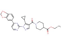ethyl 1-({1-[4-(1,3-benzodioxol-5-yl)-2-pyrimidinyl]-5-cyclopropyl-1H-pyrazol-4-yl}carbonyl)-4-piperidinecarboxylate