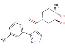(3S*,4S*)-4-methyl-1-{[3-(3-methylphenyl)-1H-pyrazol-4-yl]carbonyl}piperidine-3,4-diol