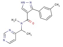 N-methyl-3-(3-methylphenyl)-N-[1-(4-pyrimidinyl)ethyl]-1H-pyrazole-4-carboxamide