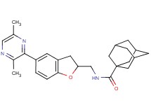 N-{[5-(3,6-dimethyl-2-pyrazinyl)-2,3-dihydro-1-benzofuran-2-yl]methyl}-1-adamantanecarboxamide