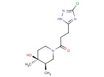 (3R*,4S*)-1-[3-(3-chloro-1H-1,2,4-triazol-5-yl)propanoyl]-3,4-dimethylpiperidin-4-ol