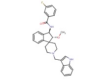 3-fluoro-N-[(2R*,3R*)-1'-(1H-indol-3-ylmethyl)-2-methoxy-2,3-dihydrospiro[indene-1,4'-piperidin]-3-yl]benzamide