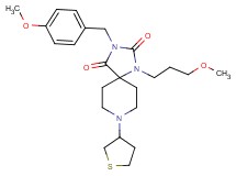 3-(4-methoxybenzyl)-1-(3-methoxypropyl)-8-(tetrahydro-3-thienyl)-1,3,8-triazaspiro[4.5]decane-2,4-dione