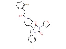5-(4-fluorobenzyl)-5-{1-[(2-fluorophenyl)acetyl]-4-piperidinyl}-3-(tetrahydro-3-furanyl)-2,4-imidazolidinedione
