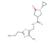 1-cyclopropyl-N-[(4-methyl-2-propyl-1,3-thiazol-5-yl)methyl]-5-oxo-3-pyrrolidinecarboxamide