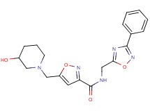 5-[(3-hydroxypiperidin-1-yl)methyl]-N-[(3-phenyl-1,2,4-oxadiazol-5-yl)methyl]isoxazole-3-carboxamide