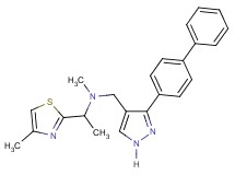 N-{[3-(4-biphenylyl)-1H-pyrazol-4-yl]methyl}-N-methyl-1-(4-methyl-1,3-thiazol-2-yl)ethanamine