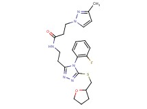 N-(2-{4-(2-fluorophenyl)-5-[(tetrahydro-2-furanylmethyl)thio]-4H-1,2,4-triazol-3-yl}ethyl)-3-(3-methyl-1H-pyrazol-1-yl)propanamide