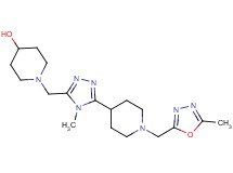 1-[(4-methyl-5-{1-[(5-methyl-1,3,4-oxadiazol-2-yl)methyl]piperidin-4-yl}-4H-1,2,4-triazol-3-yl)methyl]piperidin-4-ol