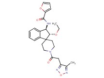 N-{(2R*,3R*)-2-ethoxy-1'-[(4-methyl-1,2,5-oxadiazol-3-yl)acetyl]-2,3-dihydrospiro[indene-1,4'-piperidin]-3-yl}-2-furamide