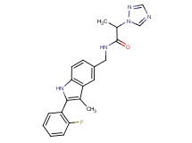N-{[2-(2-fluorophenyl)-3-methyl-1H-indol-5-yl]methyl}-2-(1H-1,2,4-triazol-1-yl)propanamide